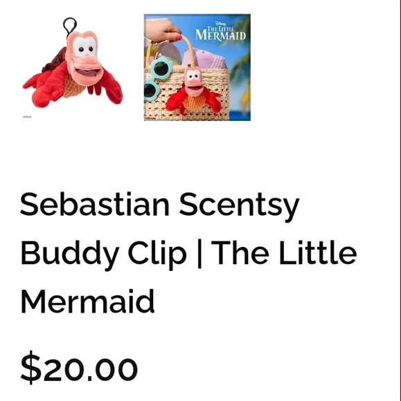 NEW Scentsy SEBASTIAN Buddy CLIP from THE LITTLE MERMAID - Picture 3 of 7